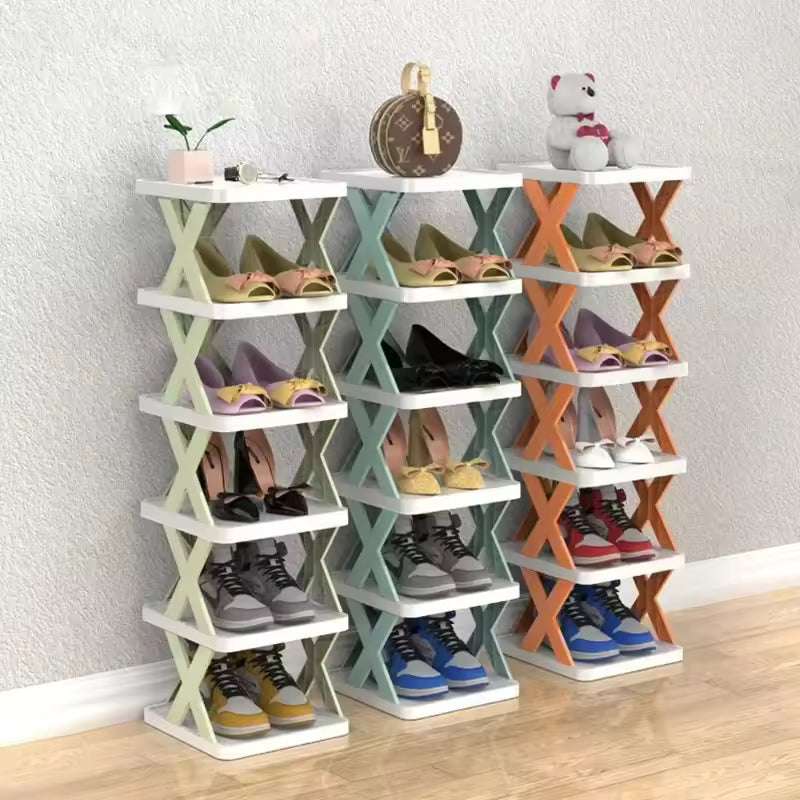 Space-Saving X-Design Vertical Shoe Organizer Shelf | Modular Multi-Tier Storage