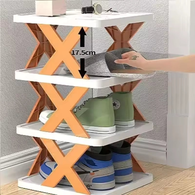 Space-Saving X-Design Vertical Shoe Organizer Shelf | Modular Multi-Tier Storage