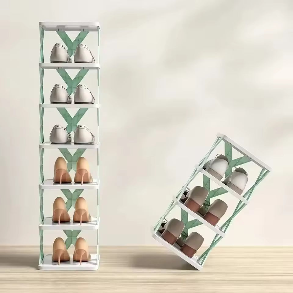Space-Saving X-Design Vertical Shoe Organizer Shelf | Modular Multi-Tier Storage