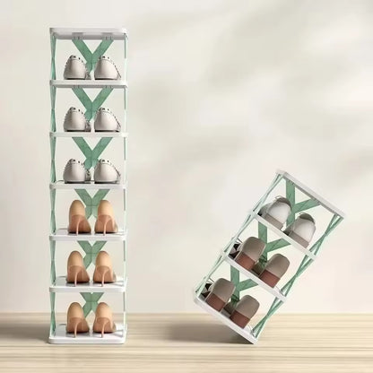 Space-Saving X-Design Vertical Shoe Organizer Shelf | Modular Multi-Tier Storage