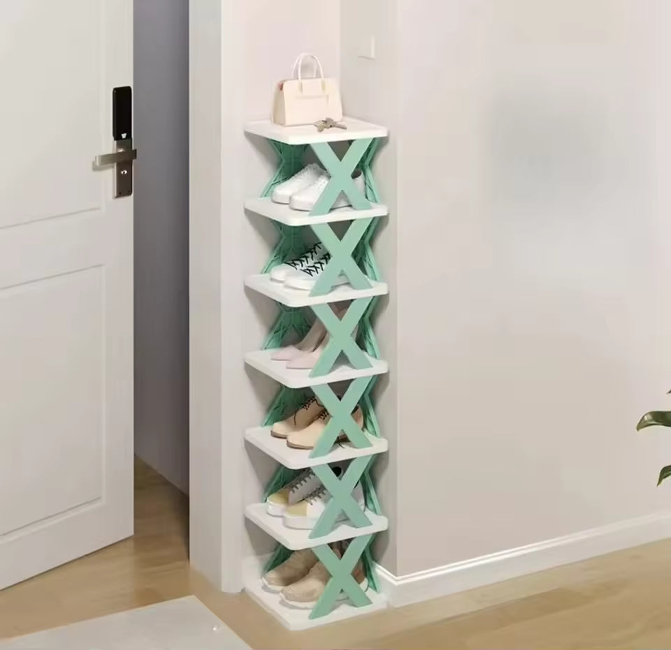 Space-Saving X-Design Vertical Shoe Organizer Shelf | Modular Multi-Tier Storage