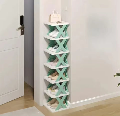 Space-Saving X-Design Vertical Shoe Organizer Shelf | Modular Multi-Tier Storage
