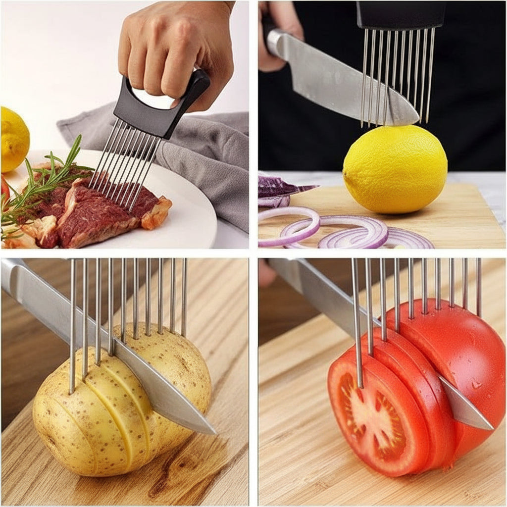 Onion Holder Slicer Vegetable tools Tomato Cutter Stainless Steel Kitchen